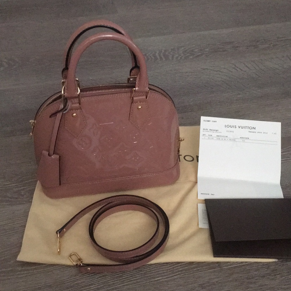 Louis Vuitton Alma BB Rose Velour Vernis